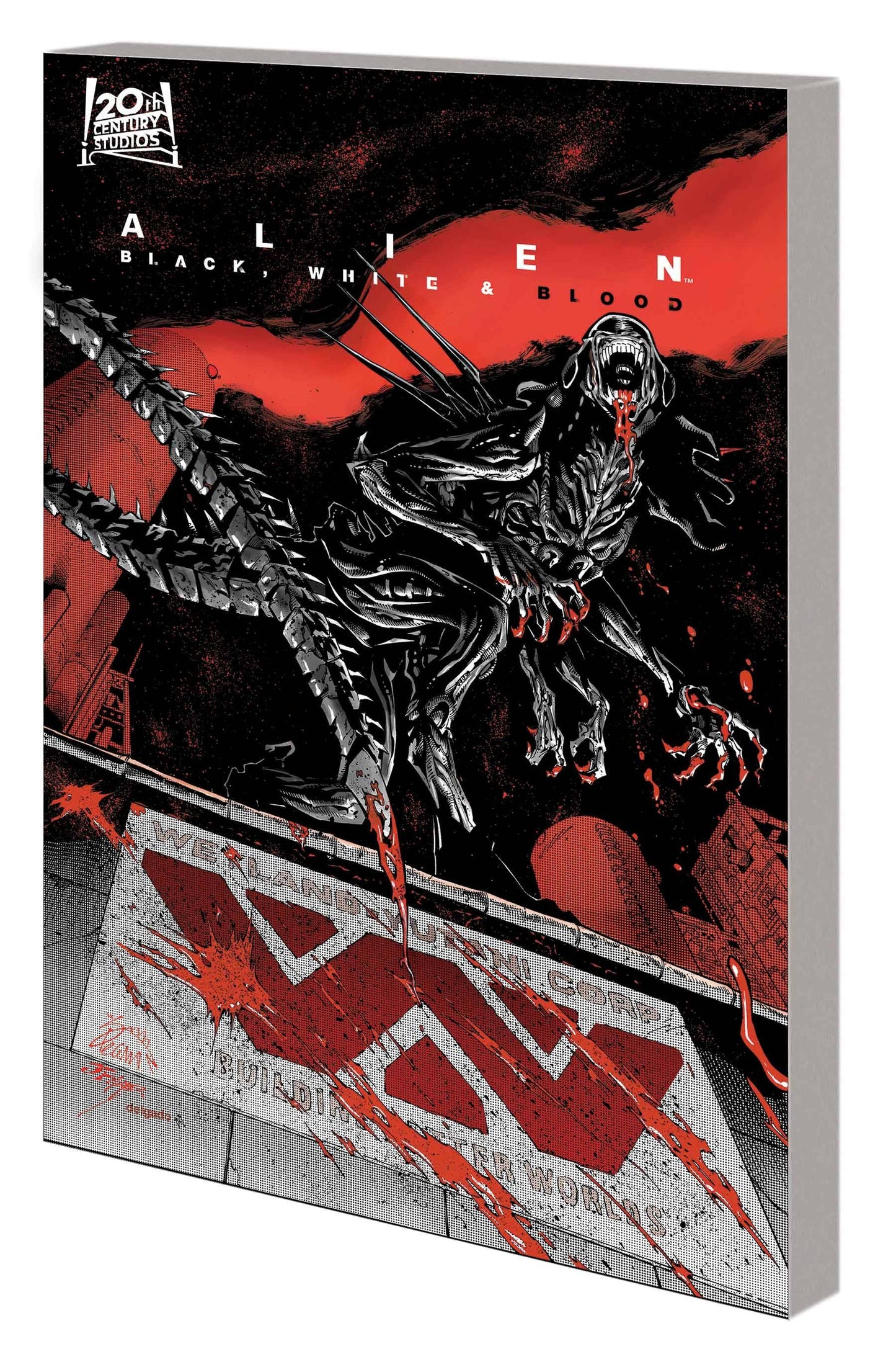 Comic book cover featuring an alien creature with a dark and intense design.