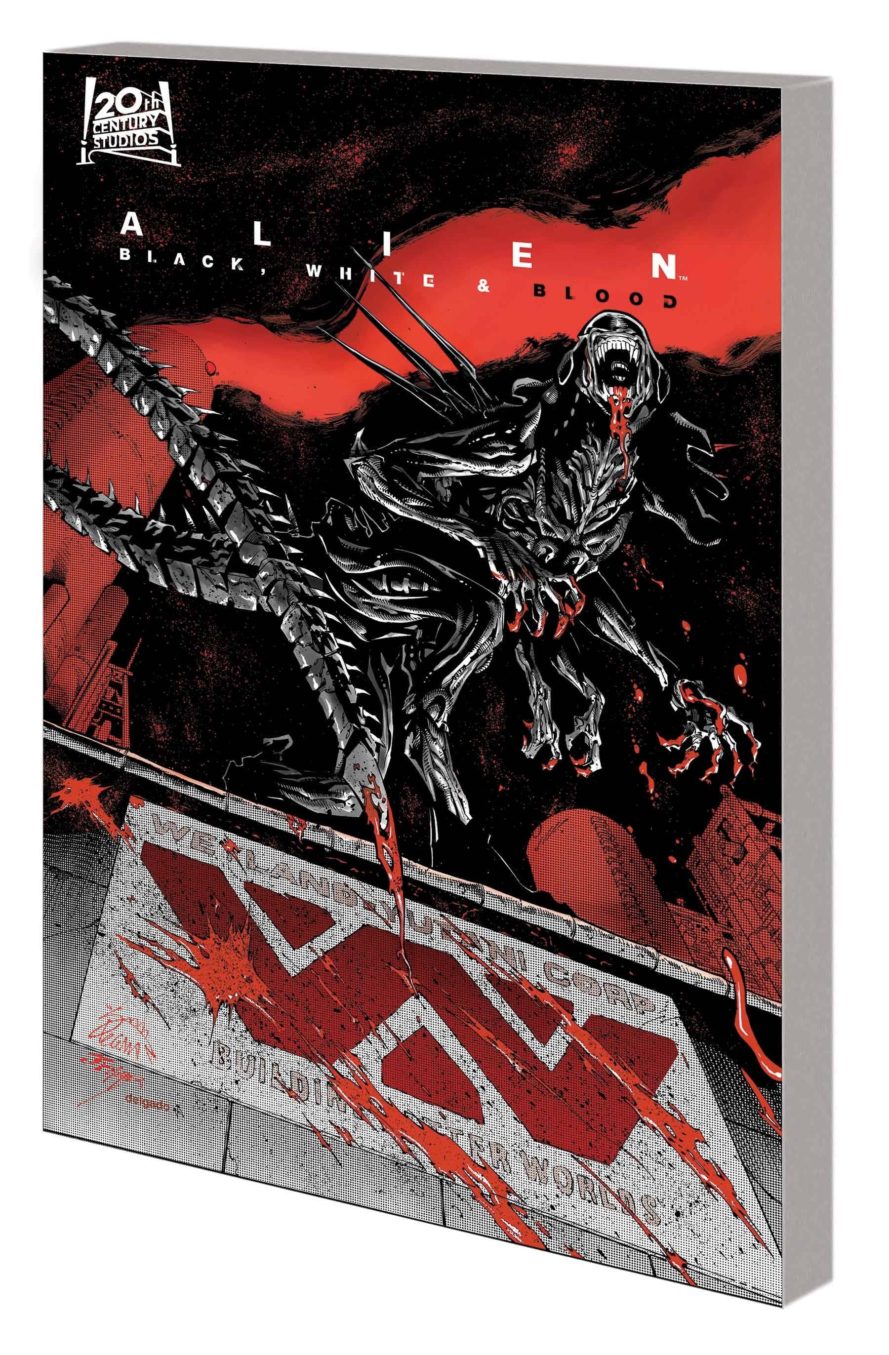 Comic book cover featuring an alien creature with a dark and intense design.