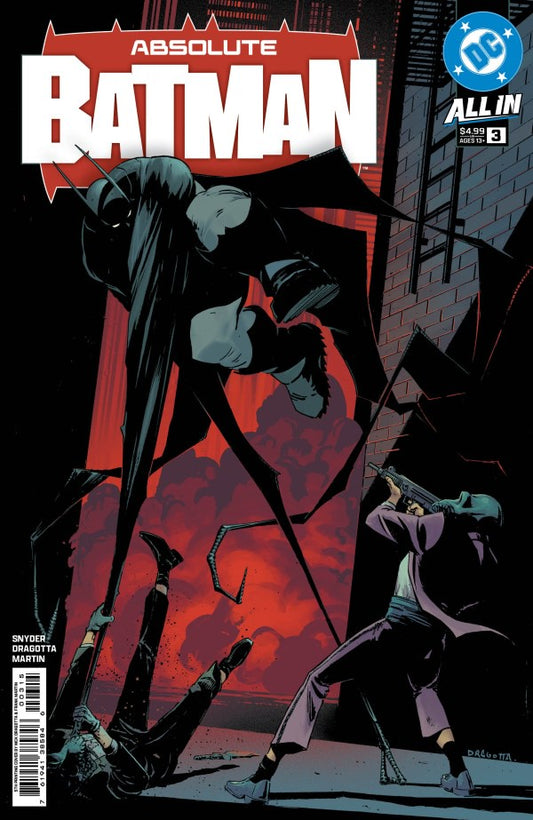 Comic book cover of 'Absolute Batman' featuring a dark and intense scene with a superhero.