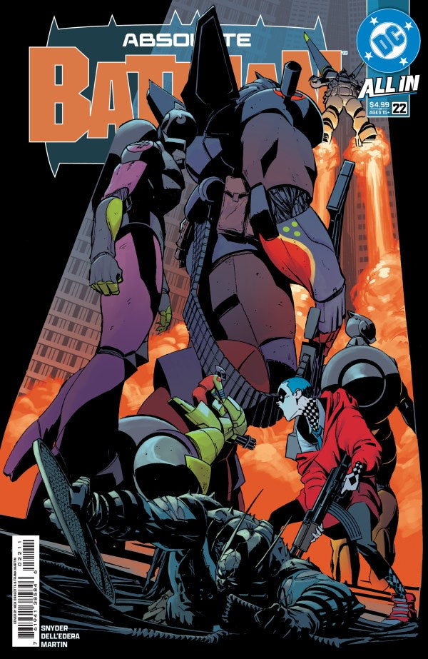 Comic book cover featuring superhero characters with a fiery background