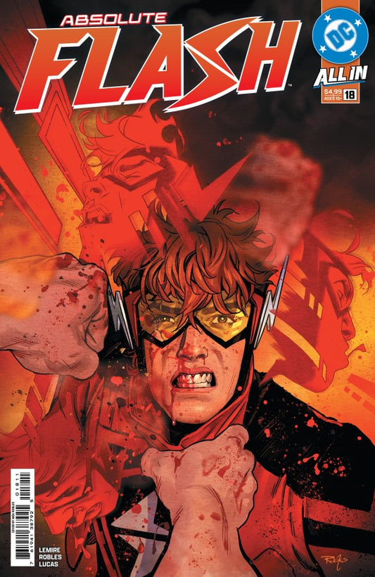 Comic book cover for Absolute Flash issue 10, featuring a dramatic illustration of the Flash with red and black tones, the DC logo, and issue number 10 visible.