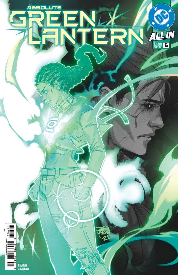 Comic book cover featuring a character in a green lantern costume with a green glow.
