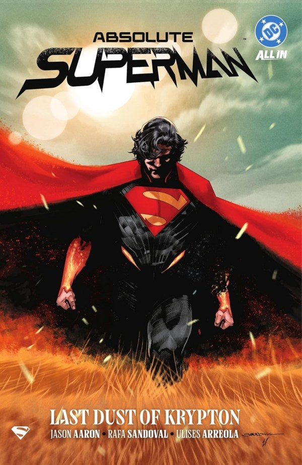 Comic book cover of 'Absolute Superman: Last Dust of Krypton' featuring Superman in a dynamic pose.
