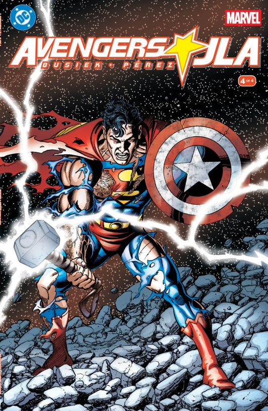 The World's Greatest team-up of Earth's Mightiest Heroes climaxes with the fate of both universes hanging in the balance! This one is crammed full of everything you read comics for. Don't miss it!
