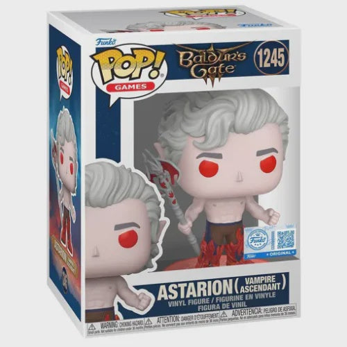 Funko Pop! Games vinyl figure of Astarion (Vampire Ascendant) from Baldur's Gate, number 1245, in its original window box packaging.
