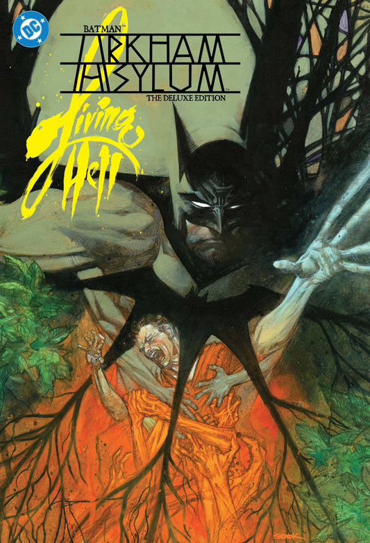 Batman: Arkham Asylum deluxe edition cover with dark and eerie artwork.