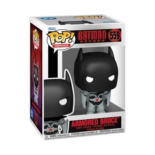 Funko Pop! Heroes packaging of Armored Bruce figure with Batman design