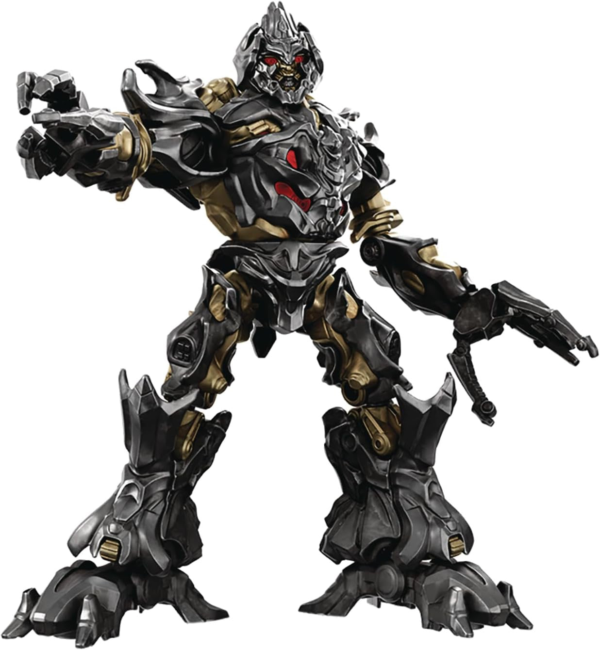Transformers Classic Megatron model kit, predominantly black with gray and red accents, posed with one arm extended forward.