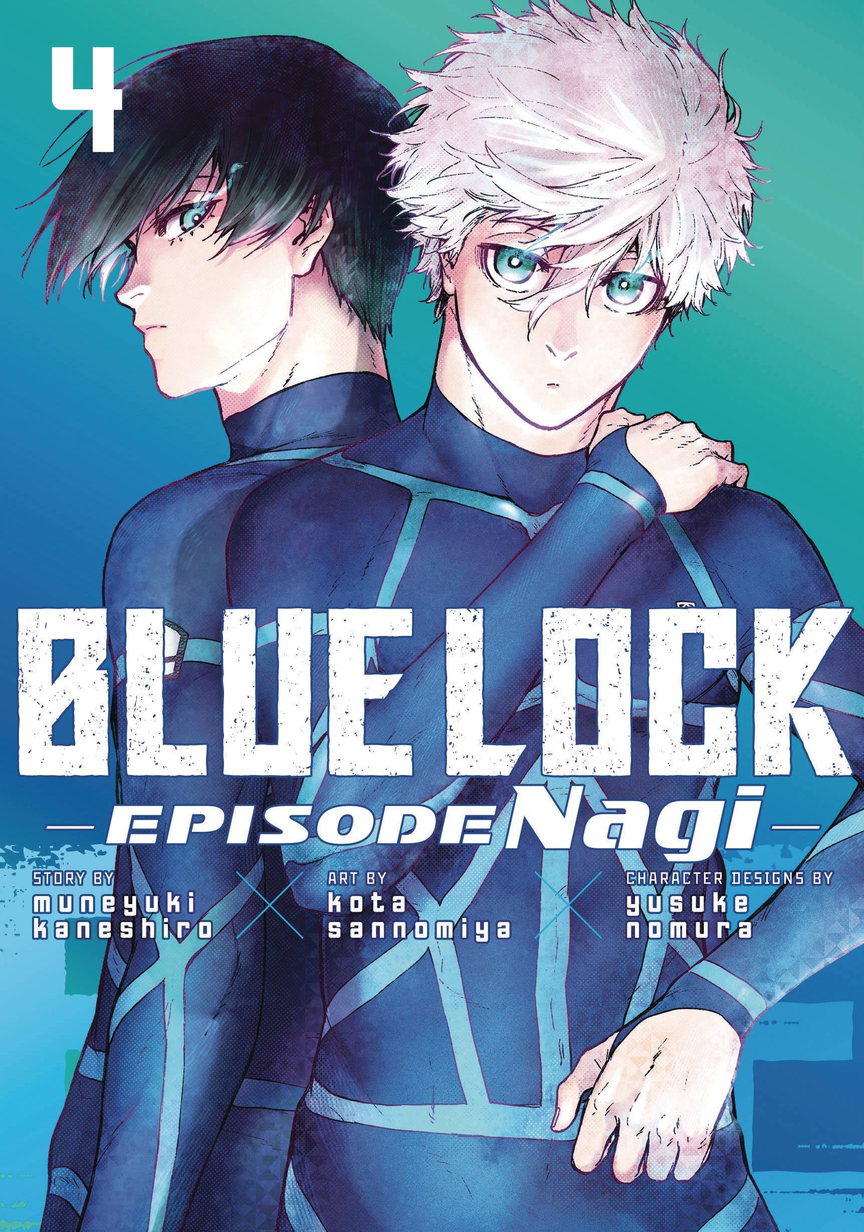 BLUE LOCK EPISODE NAGI GN VOL 04 Manga book cover of 'Blue Lock Episode Nagi' with two characters in futuristic suits.