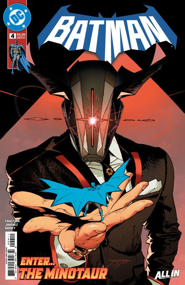 Comic book cover featuring a character with a minotaur head and suit, with 'Batman' branding.