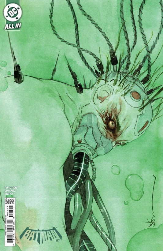 Comic book cover with a green alien creature on a green background