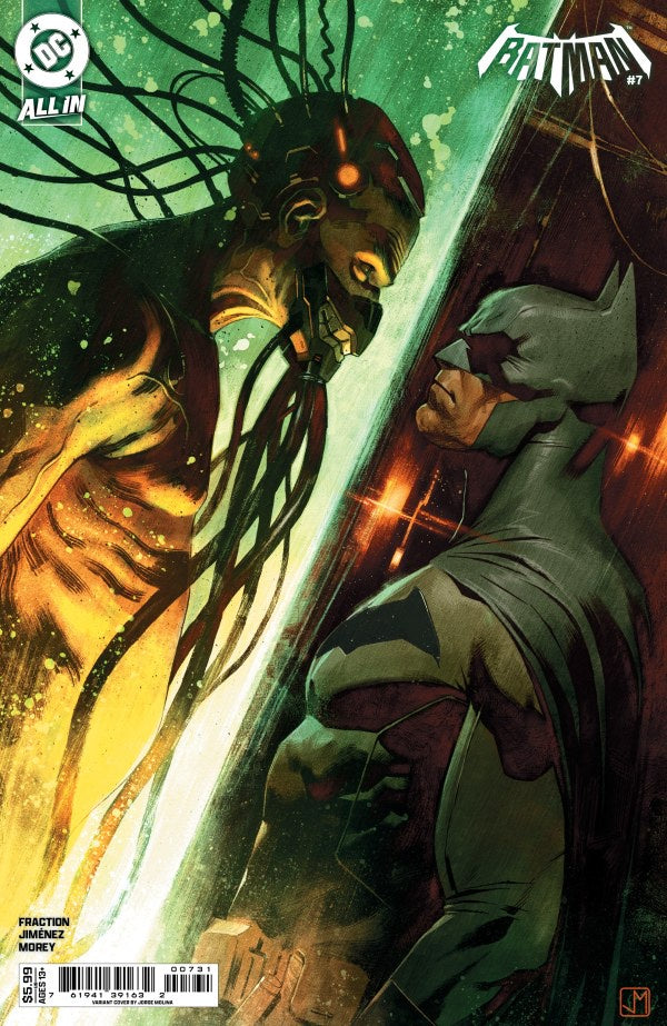 Comic book cover featuring two characters in a close combat scene with dynamic lighting.