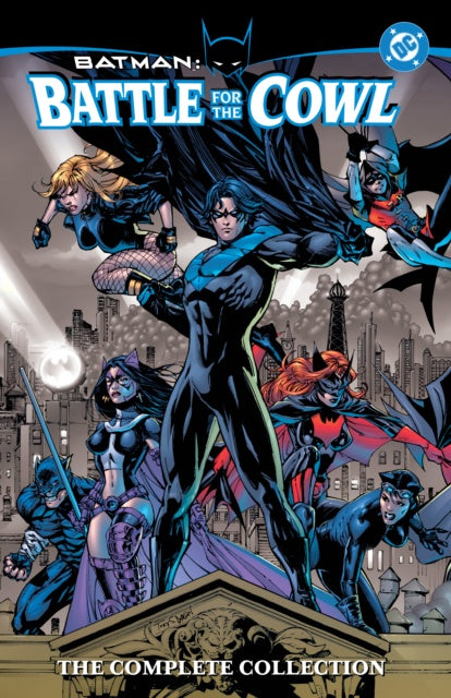 Comic book cover of 'Batman: Battle for the Cowl' with characters in superhero poses against a cityscape.