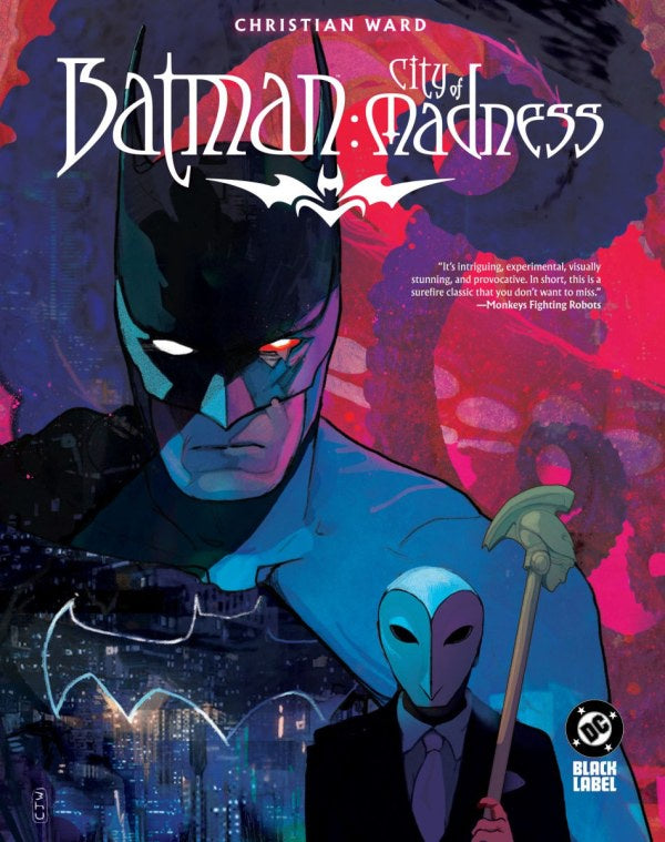 Comic book cover featuring Batman and an alien character with a cityscape background
