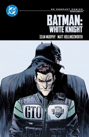 Comic book cover featuring Batman and a police officer on a black background.