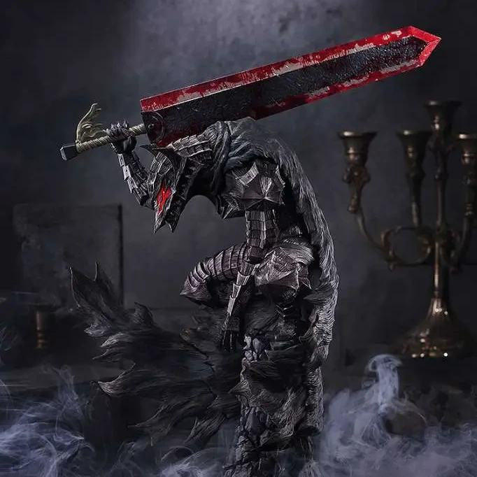 Dark fantasy creature with a large sword in a smoky, dimly lit setting