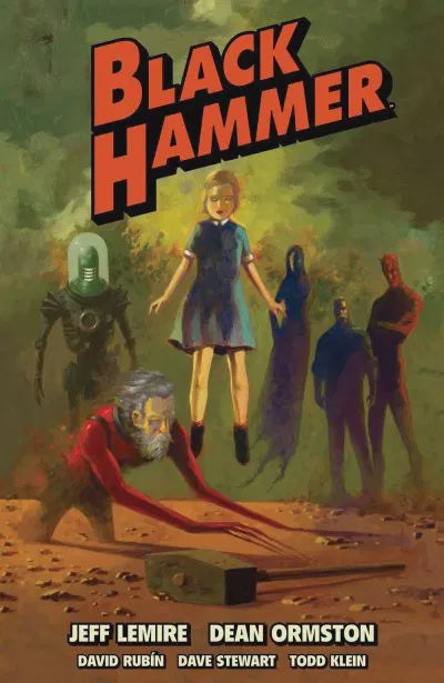 Book cover of 'Black Hammer' with characters and text