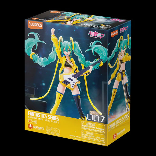 Boxed figure of a character with teal hair and yellow outfit, featuring Blokees branding.