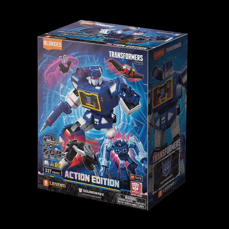 Transformers action figure packaging with robot and vehicle modes on a black background