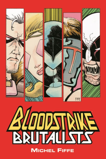 Book cover of 'Bloodstrike Brutalists' with stylized faces and red background