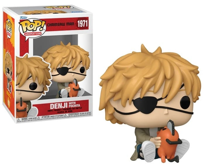 Funko Pop! vinyl figure of Denji from Chainsaw Man with packaging on a white background