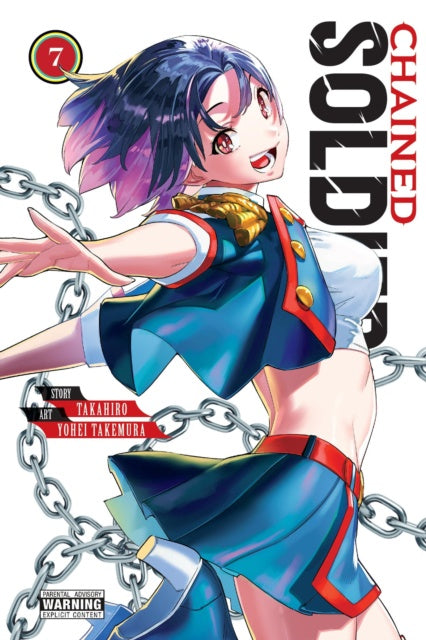 Manga book cover of 'Chained Soldier' with an animated character and chains.