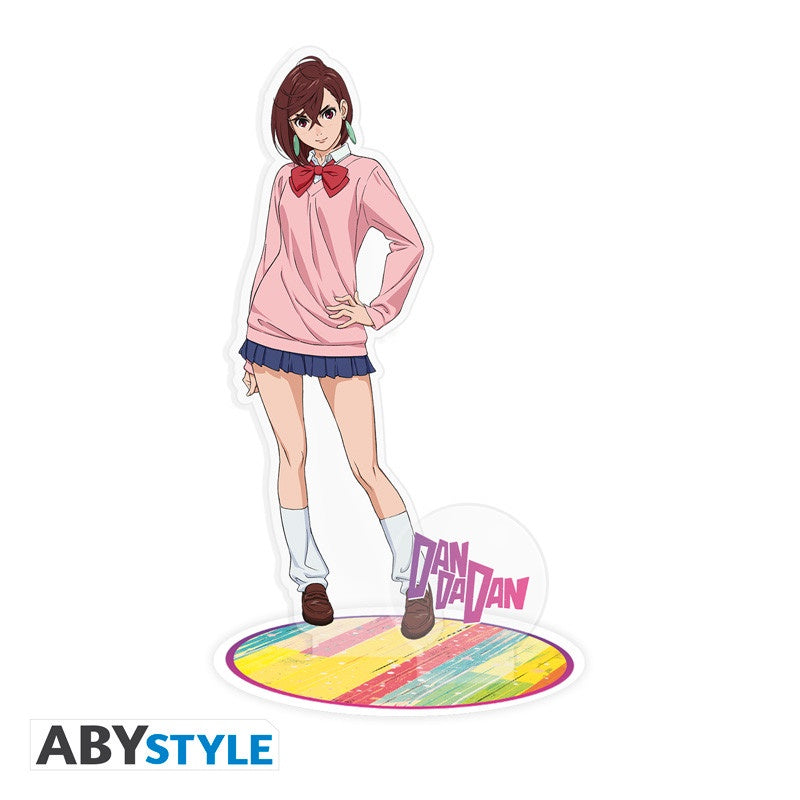 Anime character standee with pink outfit and colorful base, featuring ABY Style branding.