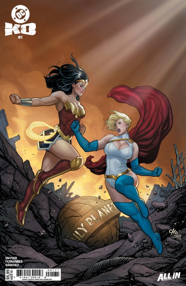 Comic book cover featuring two superheroines in a dynamic pose with a 'KO' logo in the corner.