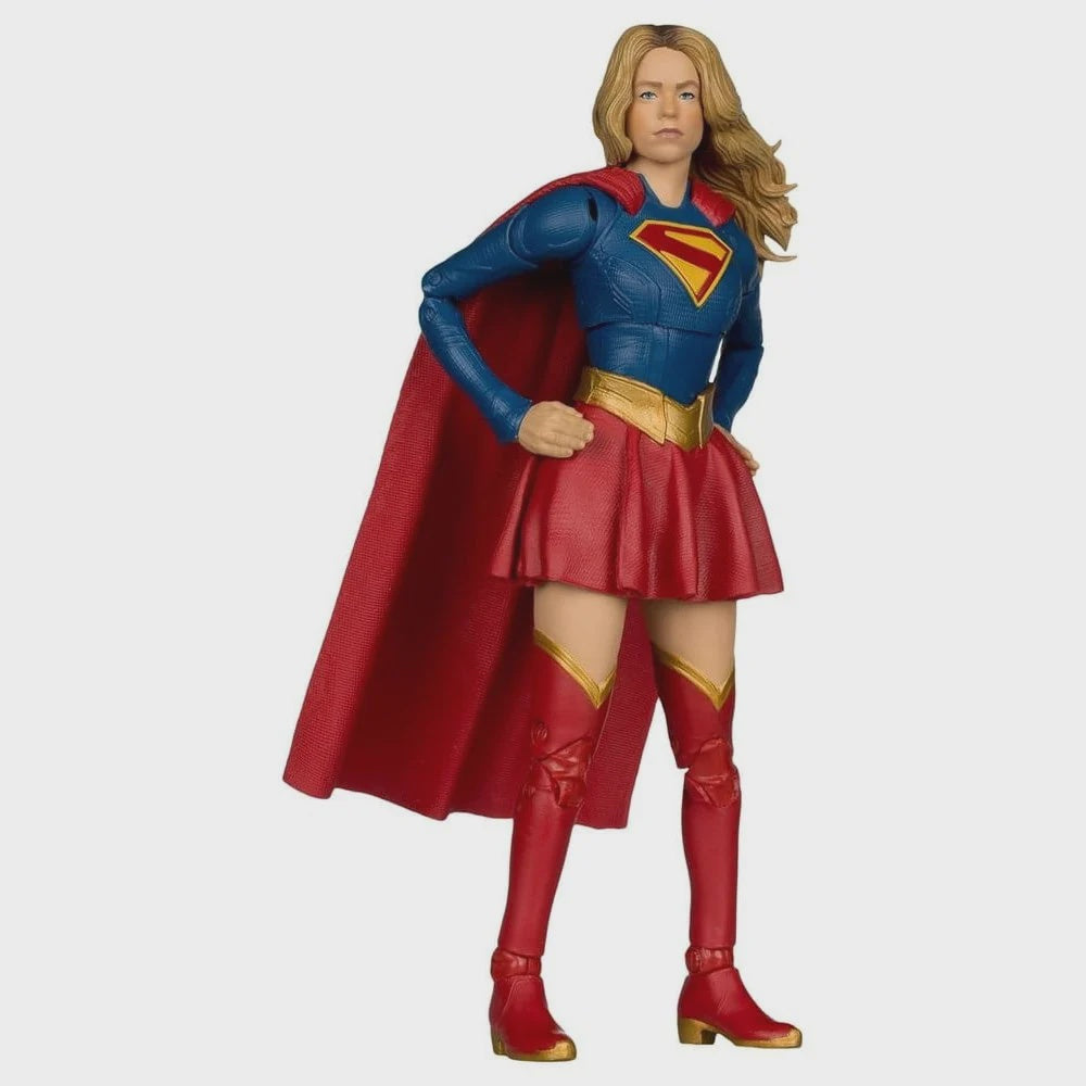 This detailed action figure from McFarlane Toys belongs to the DC Multiverse product line. It depicts Supergirl in her hero costume from the Supergirl Movie.