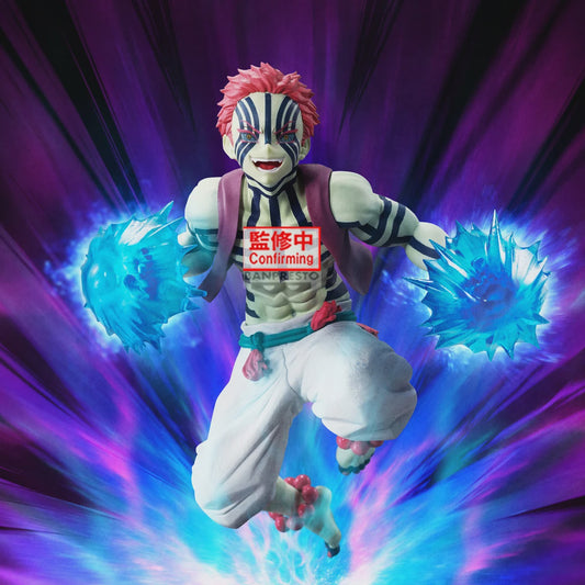 Action figure with a dynamic pose against a vibrant purple and blue background