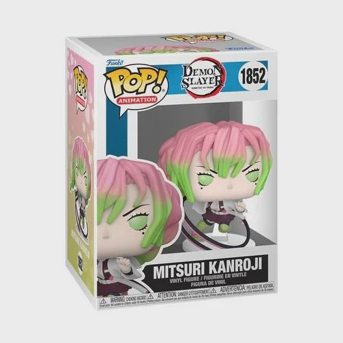 A Funko POP! Animation figure of Mitsuri Kanroji from Demon Slayer in a special edition packaging, showing the character with green and pink hair.