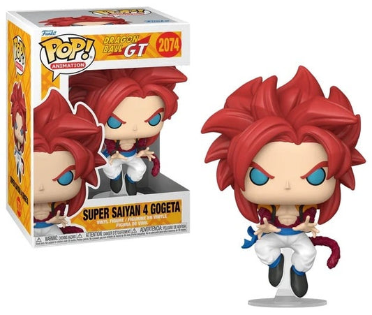 Funko Pop! vinyl figure of Super Saiyan 4 Gogeta with packaging on a white background