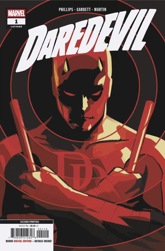 Comic book cover of Daredevil with red and black color scheme