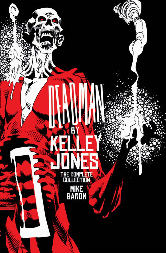 Book cover of 'Deadman by Kelley Jones' with a skeleton holding candles on a black background.