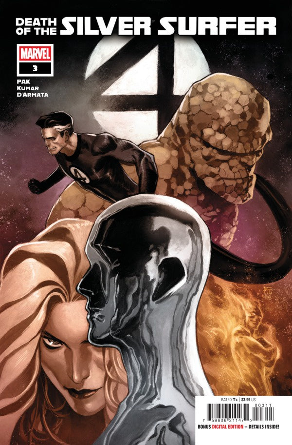Comic book cover of 'Death of the Silver Surfer' featuring characters from Marvel.