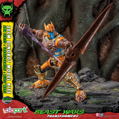 Transformers Beast Wars figure on a rocky background with AMK series branding.