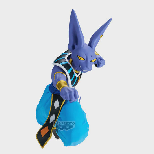 Blue animated character figurine with a white background