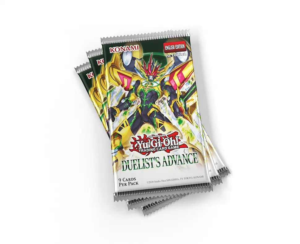 Konami Yu-Gi-Oh! Duelist's Advance trading card game packs on a white background