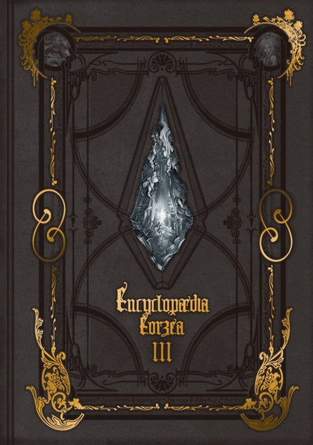 Decorative book cover with gold accents and central emblem on a dark background
