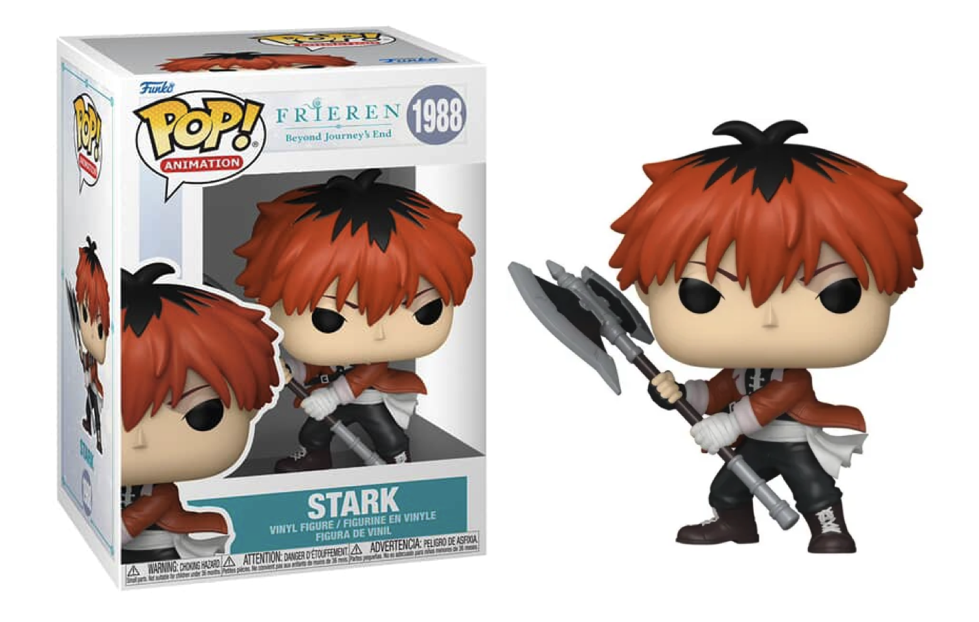 Funko Pop! figurine of a character with red hair and an axe next to its packaging