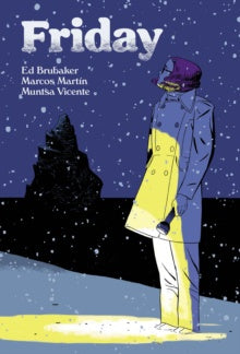 Comic book cover with a character in a trench coat against a night sky.