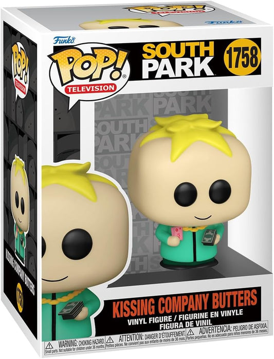 Funko Pop! vinyl figure packaging for South Park's Butters with branding and product details.