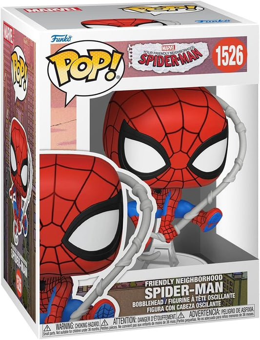 Funko Pop! Spider-Man figure packaging with visible branding and product details.
