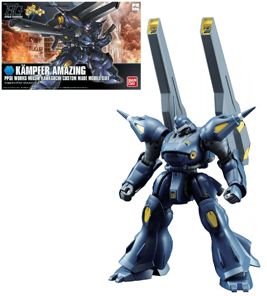 Mechanical robot model with packaging in the background