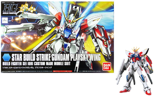 Model kit of Star Build Strike Gundam Playsky Wing with packaging in the background