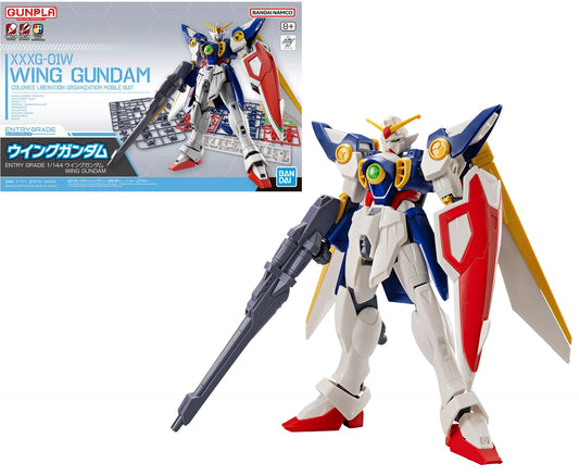 Model kit of Wing Gundam with packaging in the background