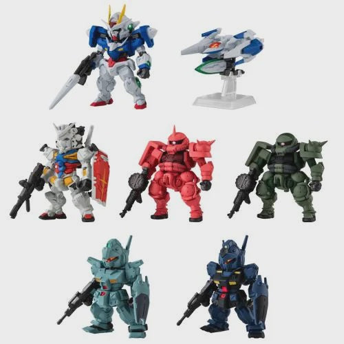 Collection of robot action figures on a white background