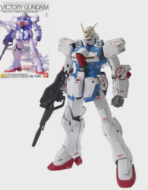 Model kit of a robot with red, white, and blue colors on a white background