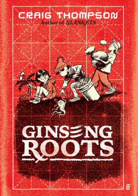 Book cover of 'Ginseng Roots' by Craig Thompson with illustrations on a red background.