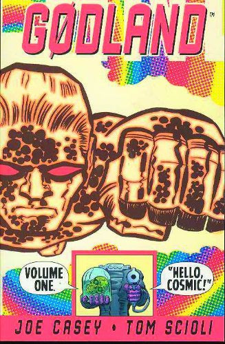 Book cover of 'Godland' with colorful design and text